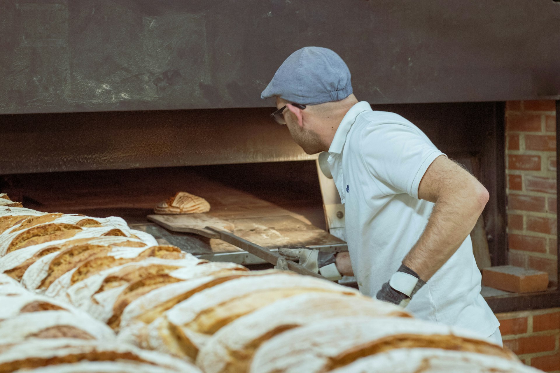 Bread baking in an oven