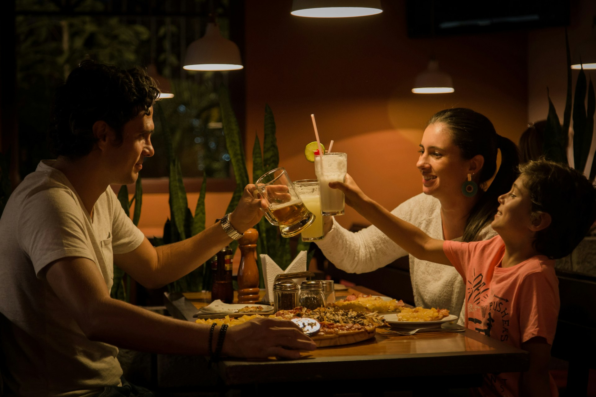 A family eating dinner