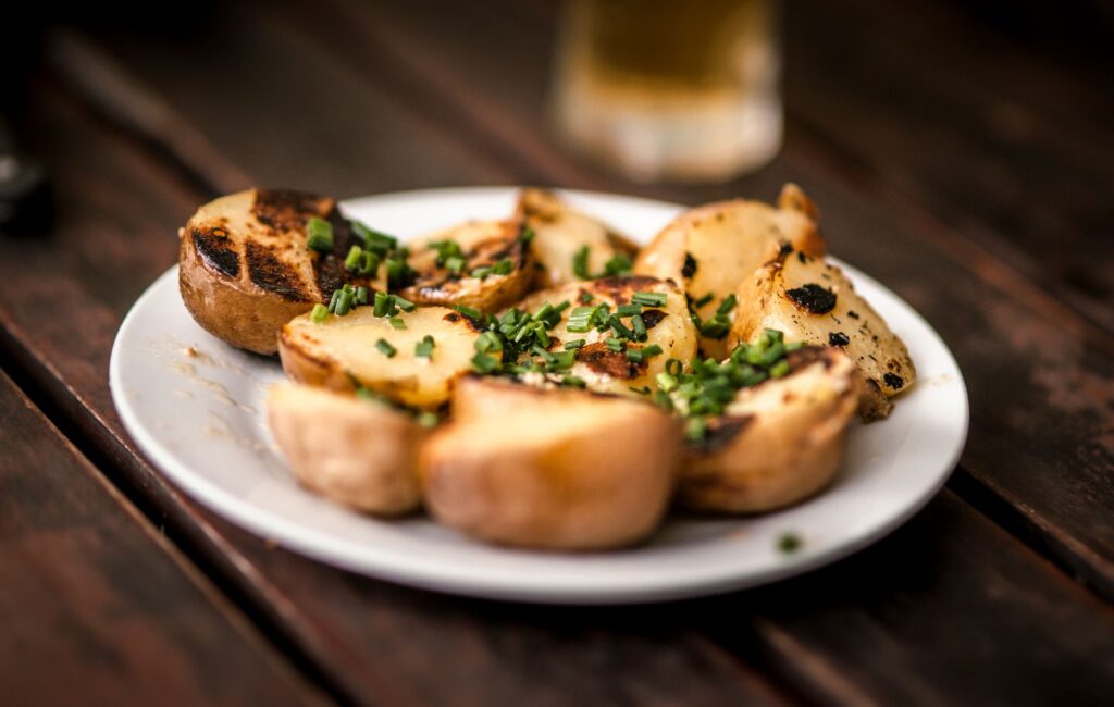 A home-cooked dish on a wooden table