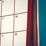 A monthly calendar on a wall
