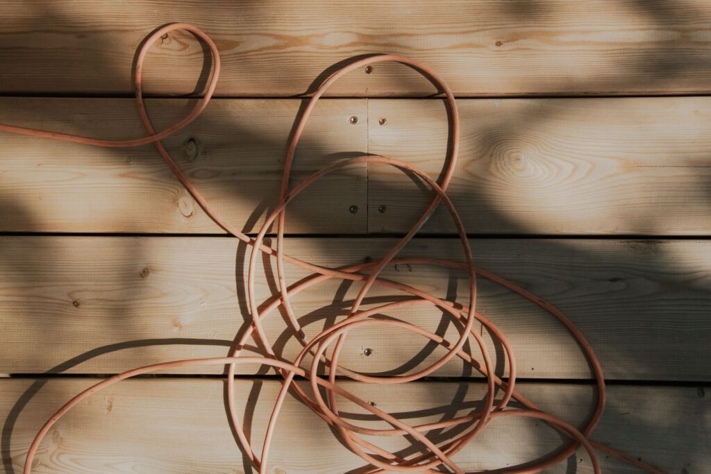 A tangled loop of cables