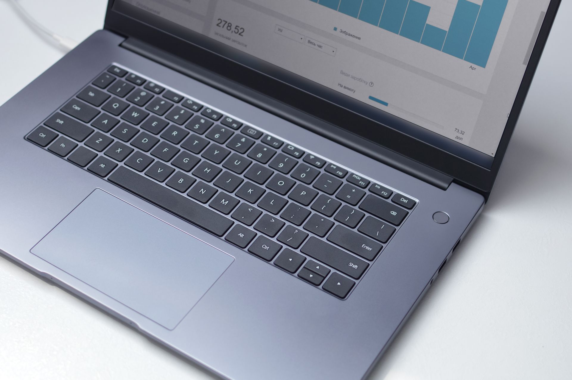 An analytics dashboard on a laptop