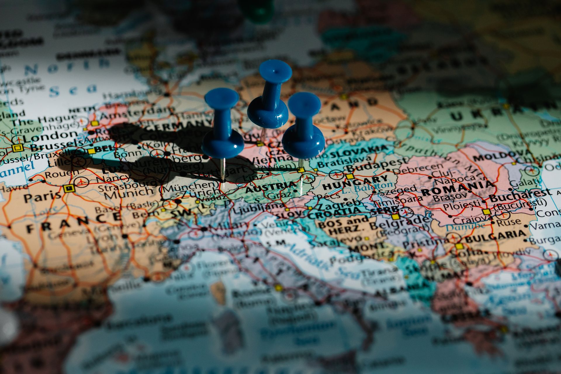 A map with pins