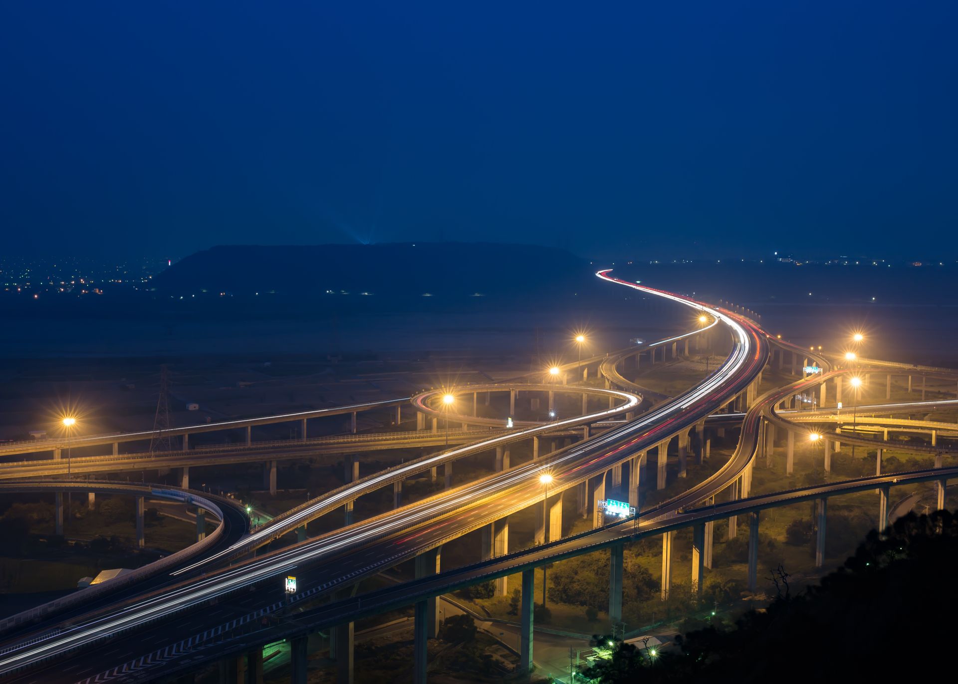 A highway interchange from above