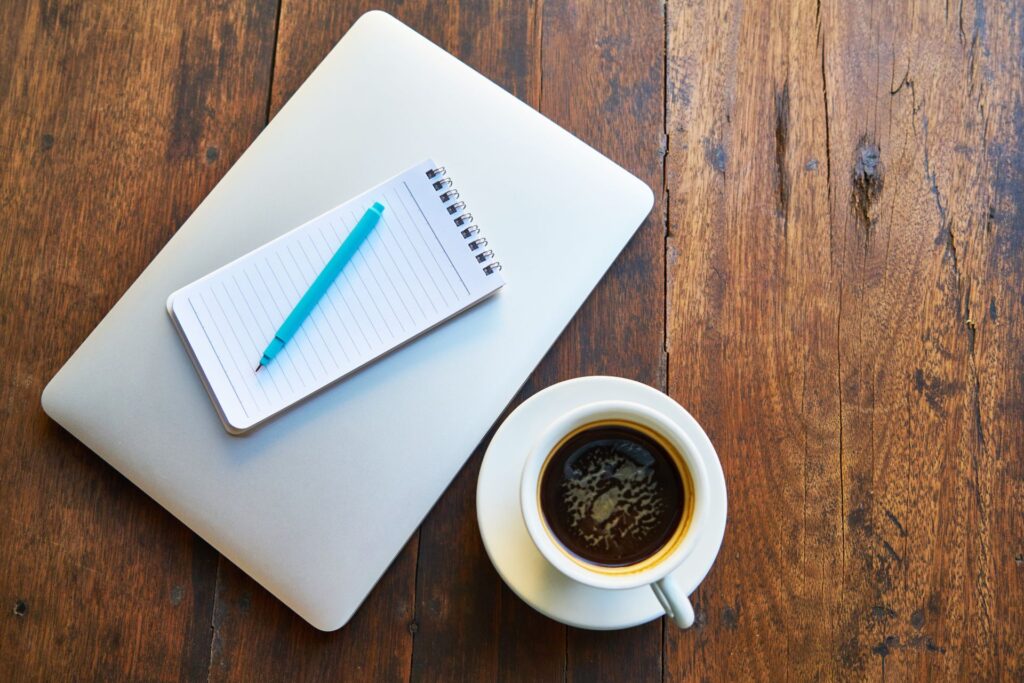 A resource page listing useful links on a laptop