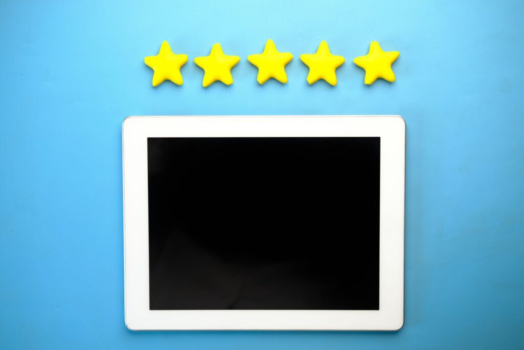 A five-star rating on a screen