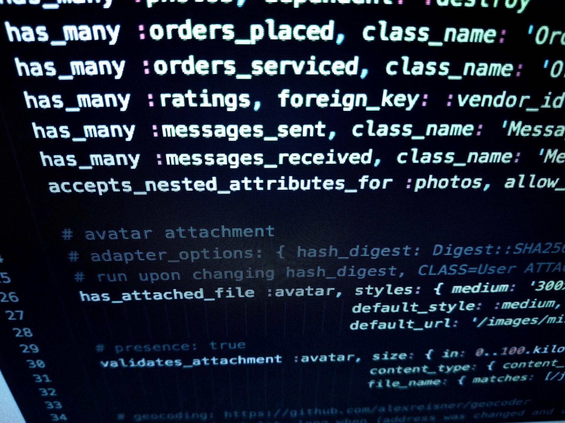 JSON code close up