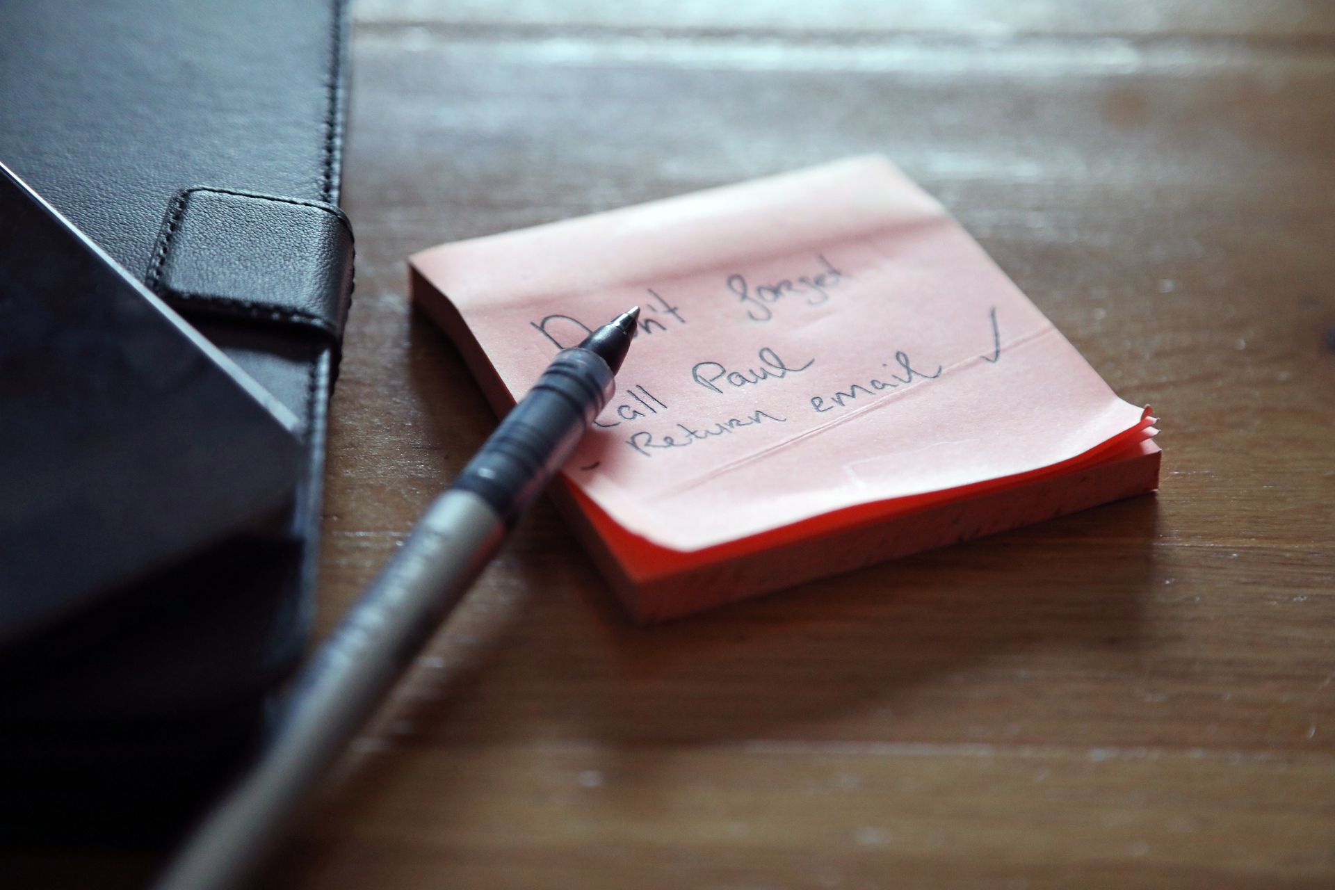 A checklist on a desk
