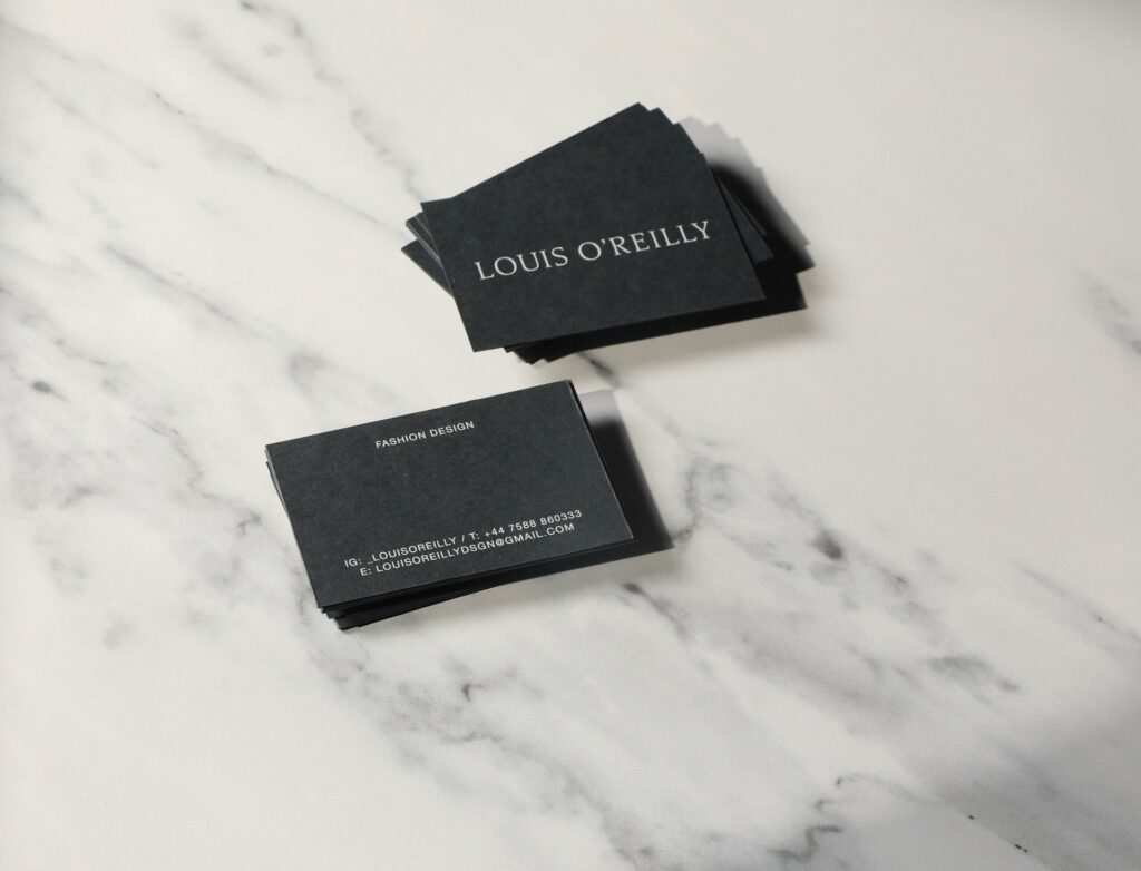 Business cards on a desk