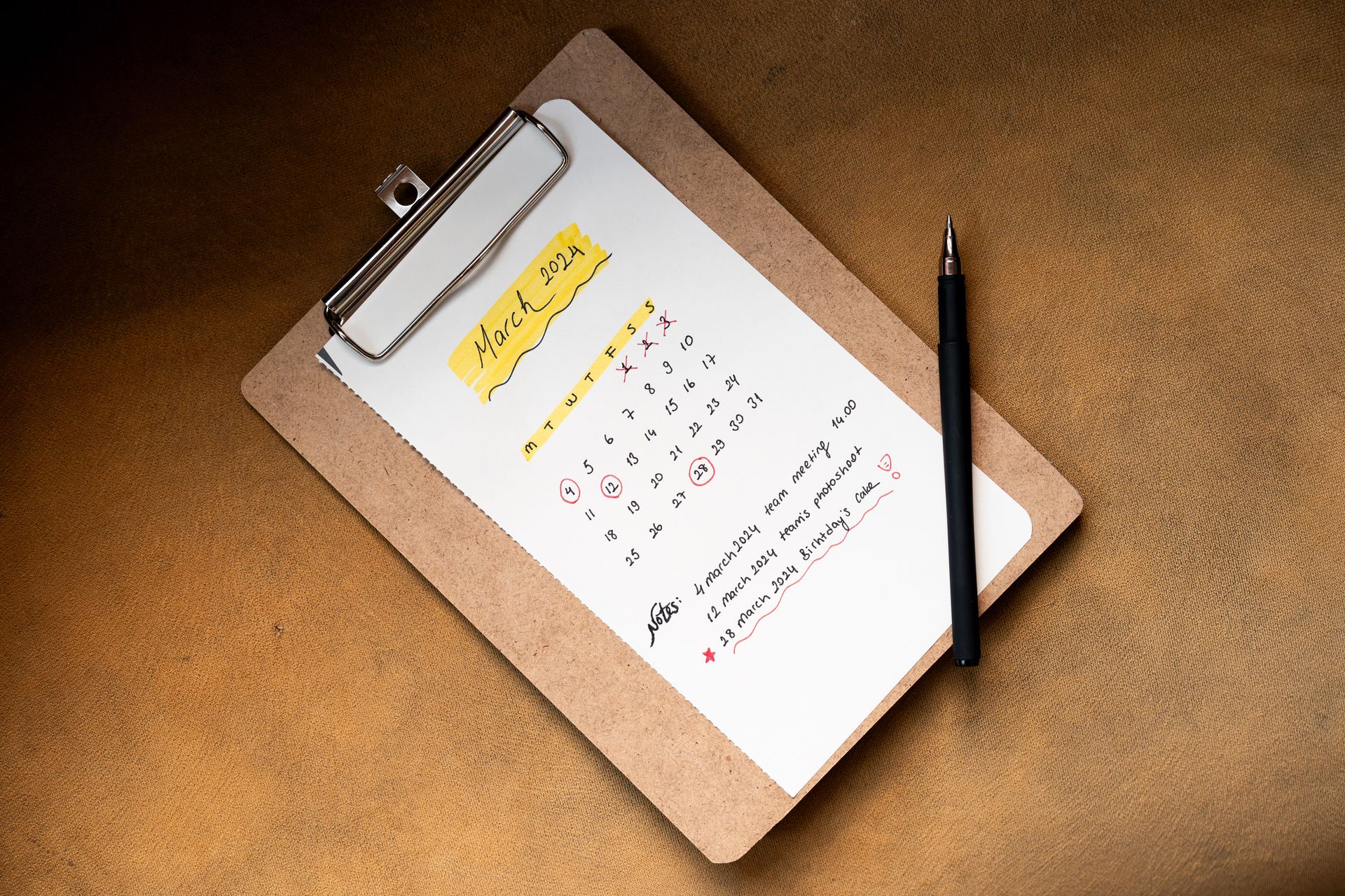 An event listing with dates