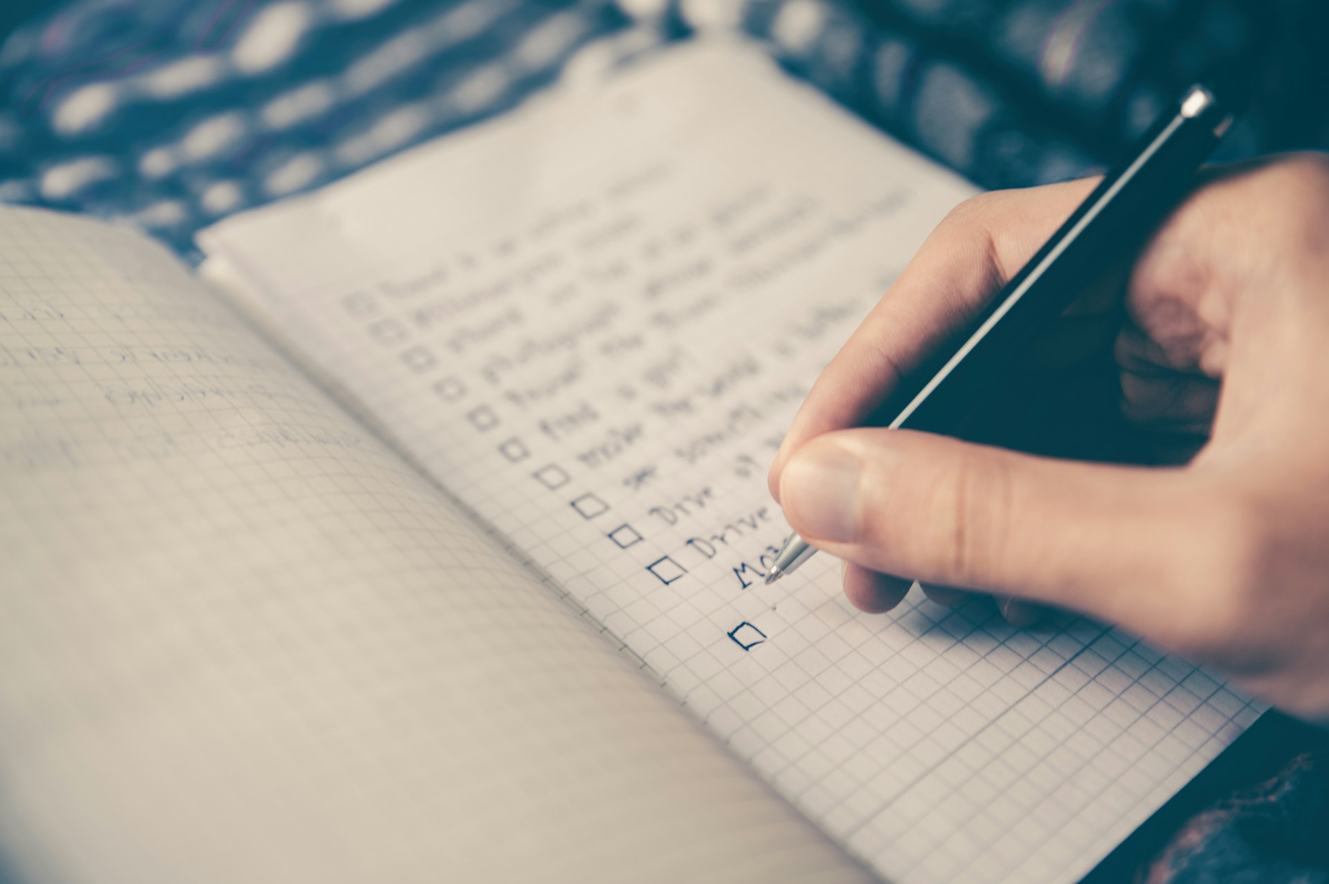 A checklist with ticks