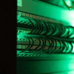 A server room with blue lights