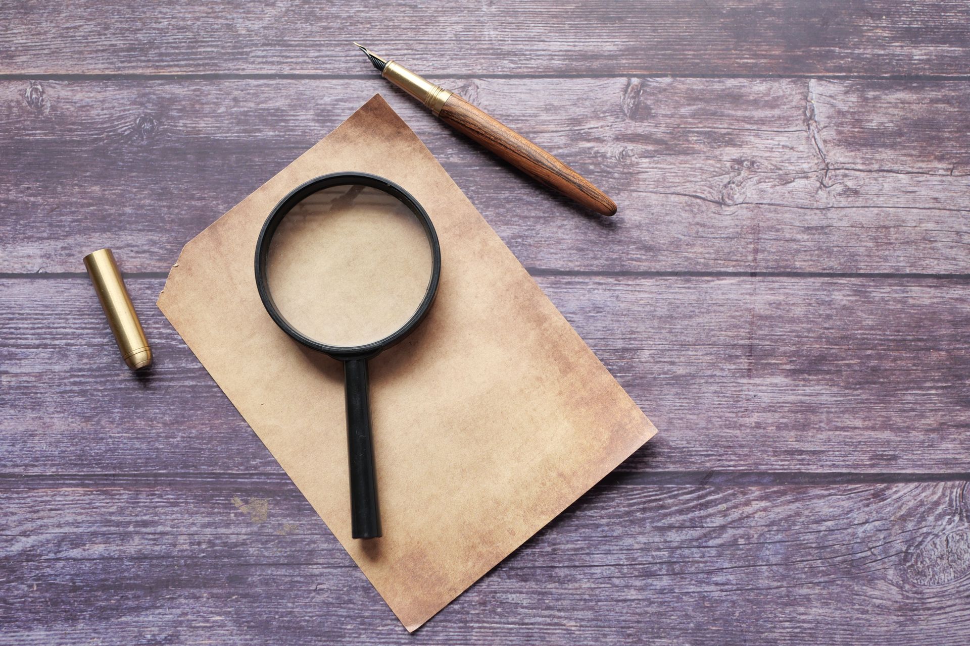 A magnifying glass over paper