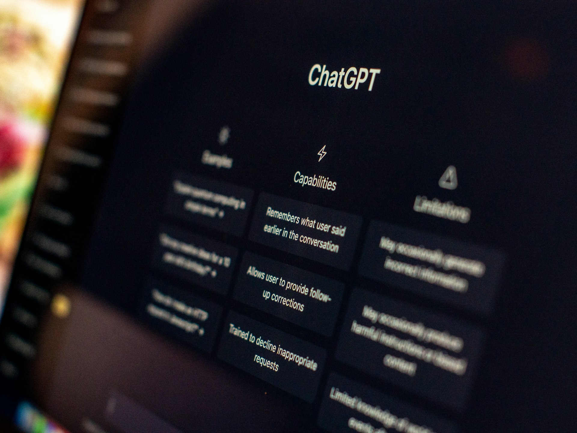 A chatbot generating text on screen