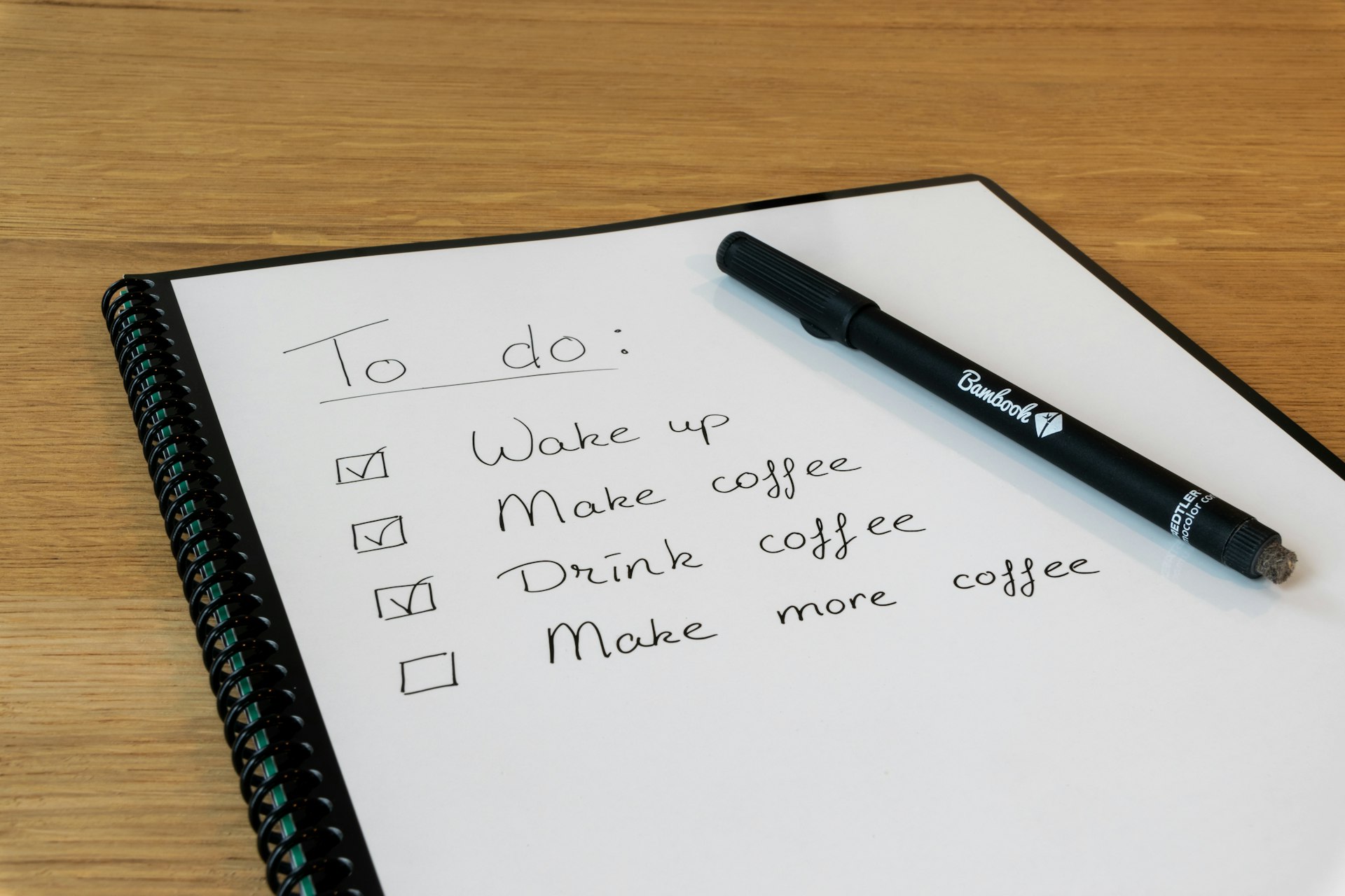 A prioritised task list on a whiteboard
