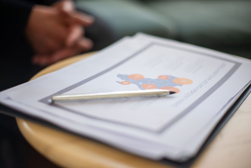 A report with charts on a desk