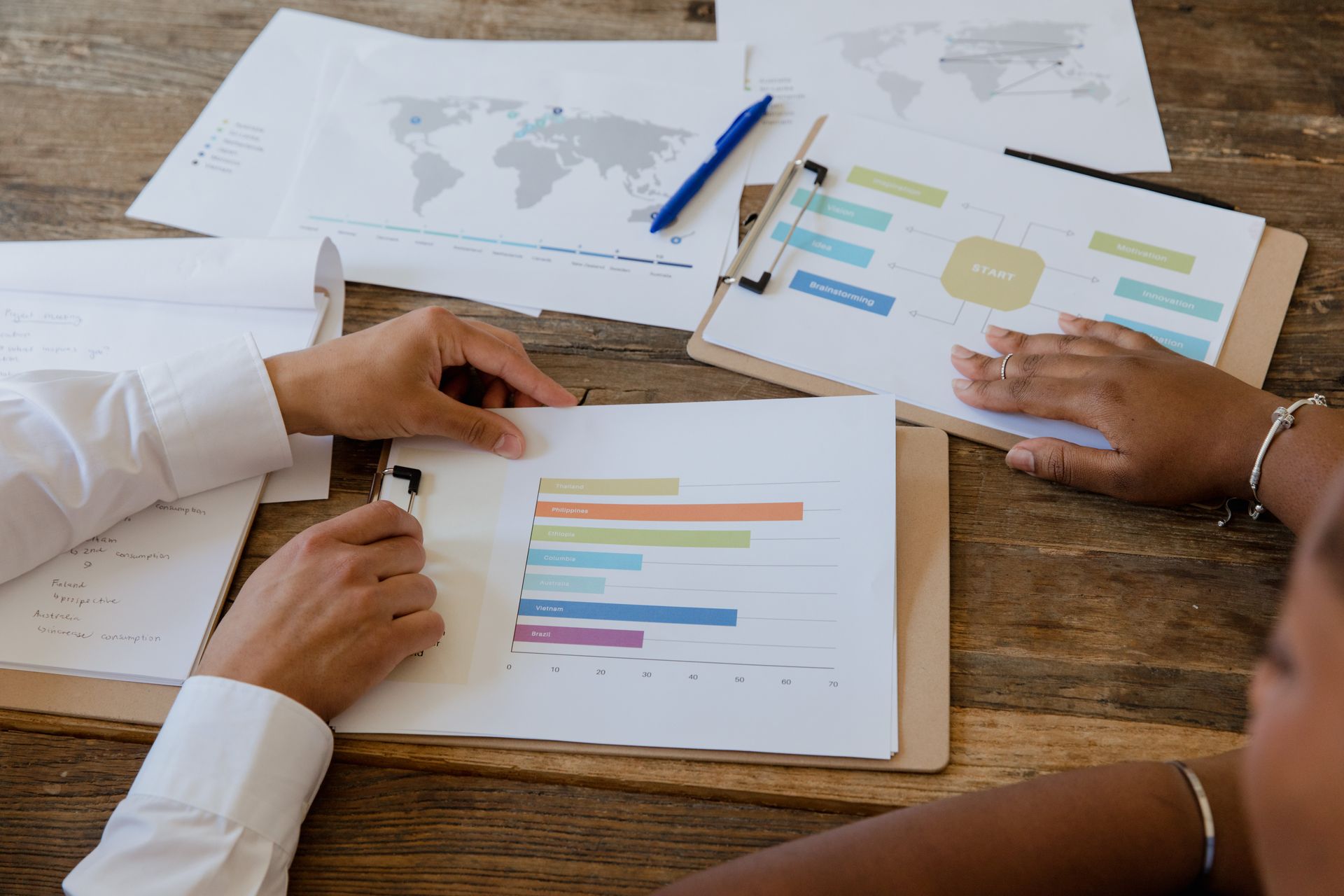 A meeting with charts