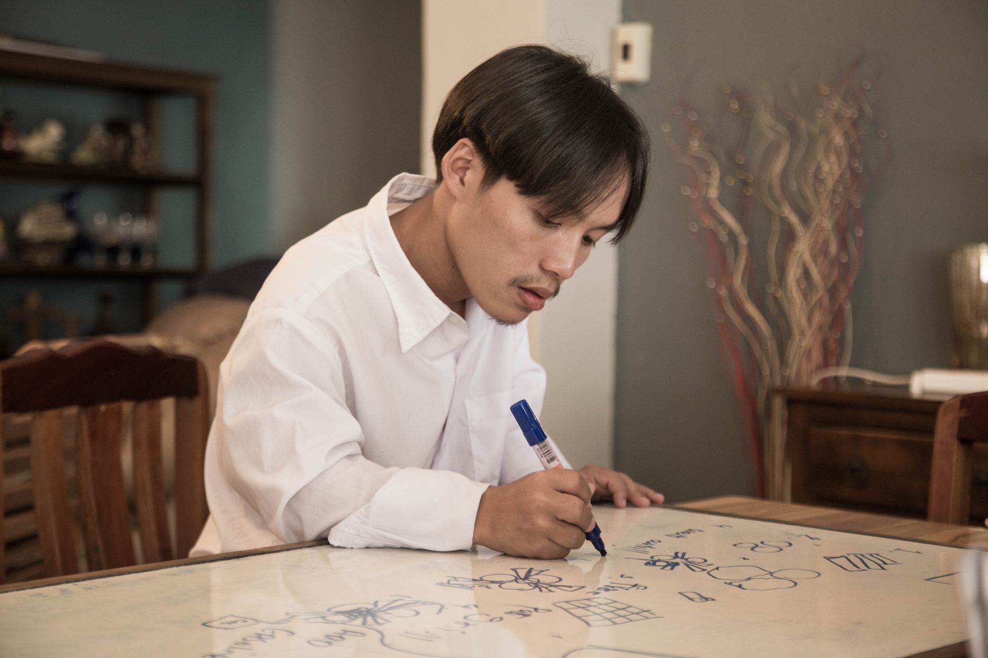 An outline on a whiteboard