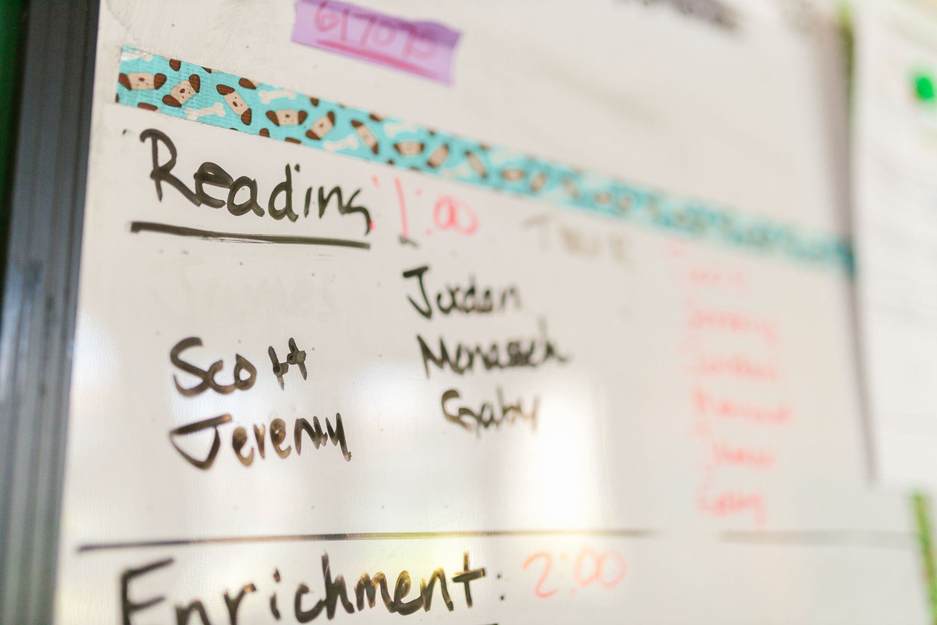 A timeline on a whiteboard