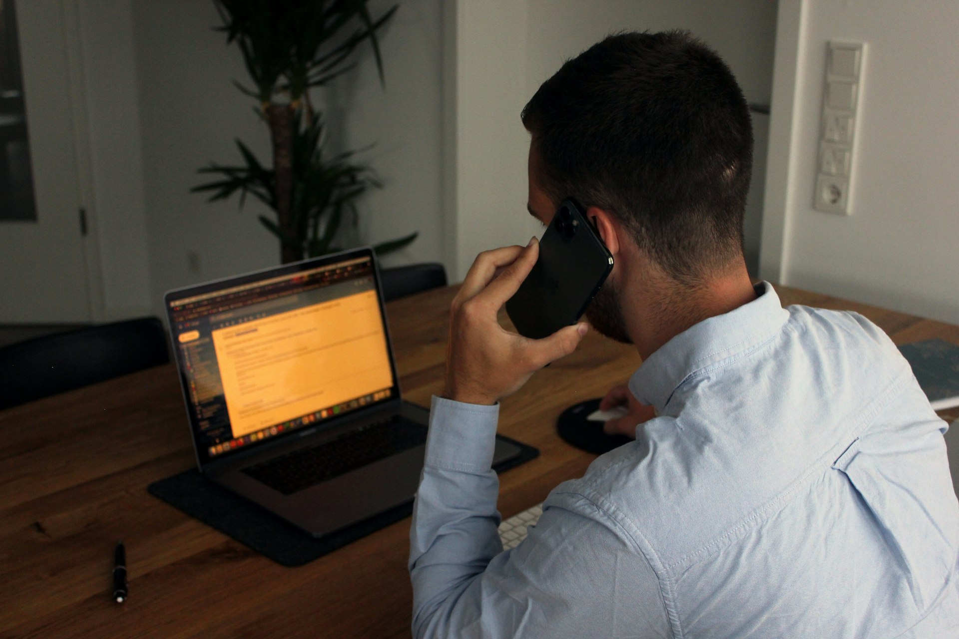 A video call with a client
