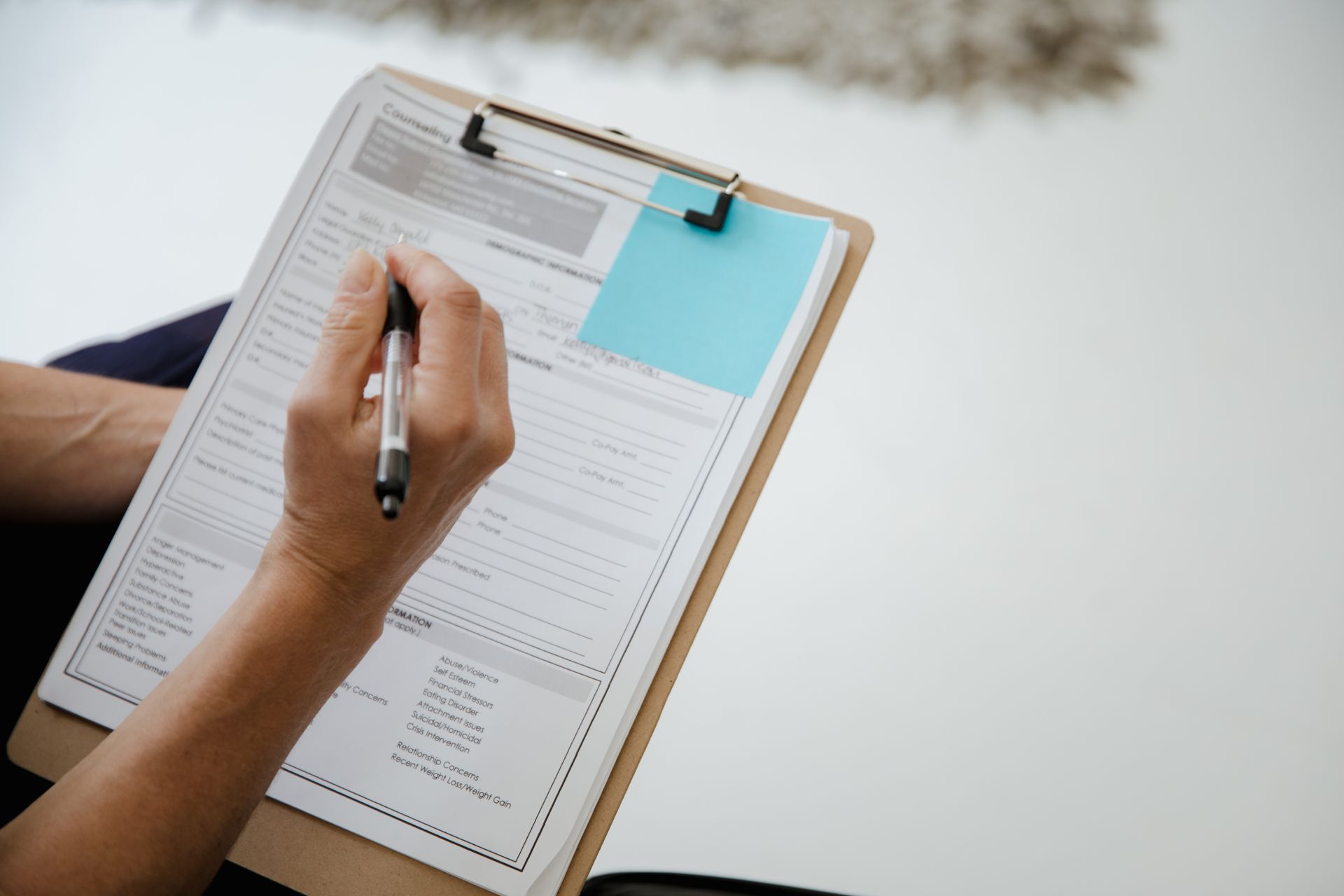 A checklist on a clipboard