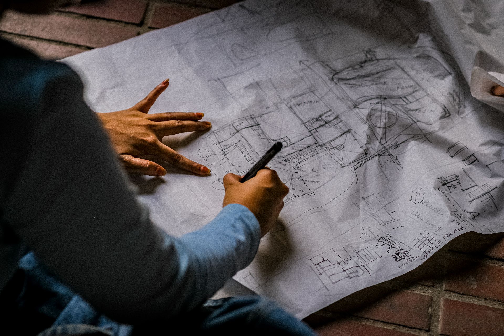 An architect sketching a structure