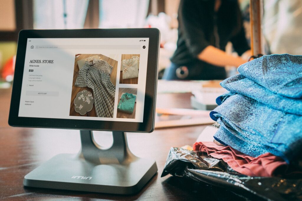 An online store on a tablet