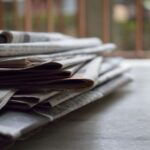 A tall stack of printed articles on a desk
