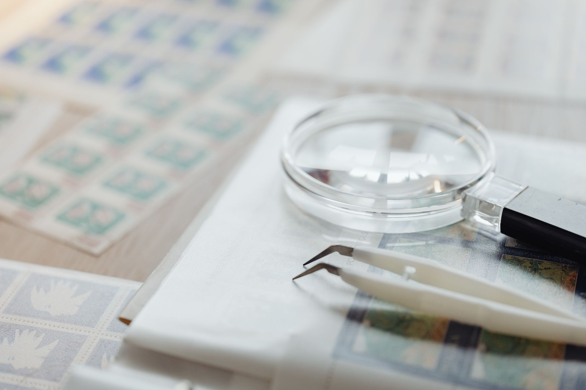 A magnifying glass over a printout