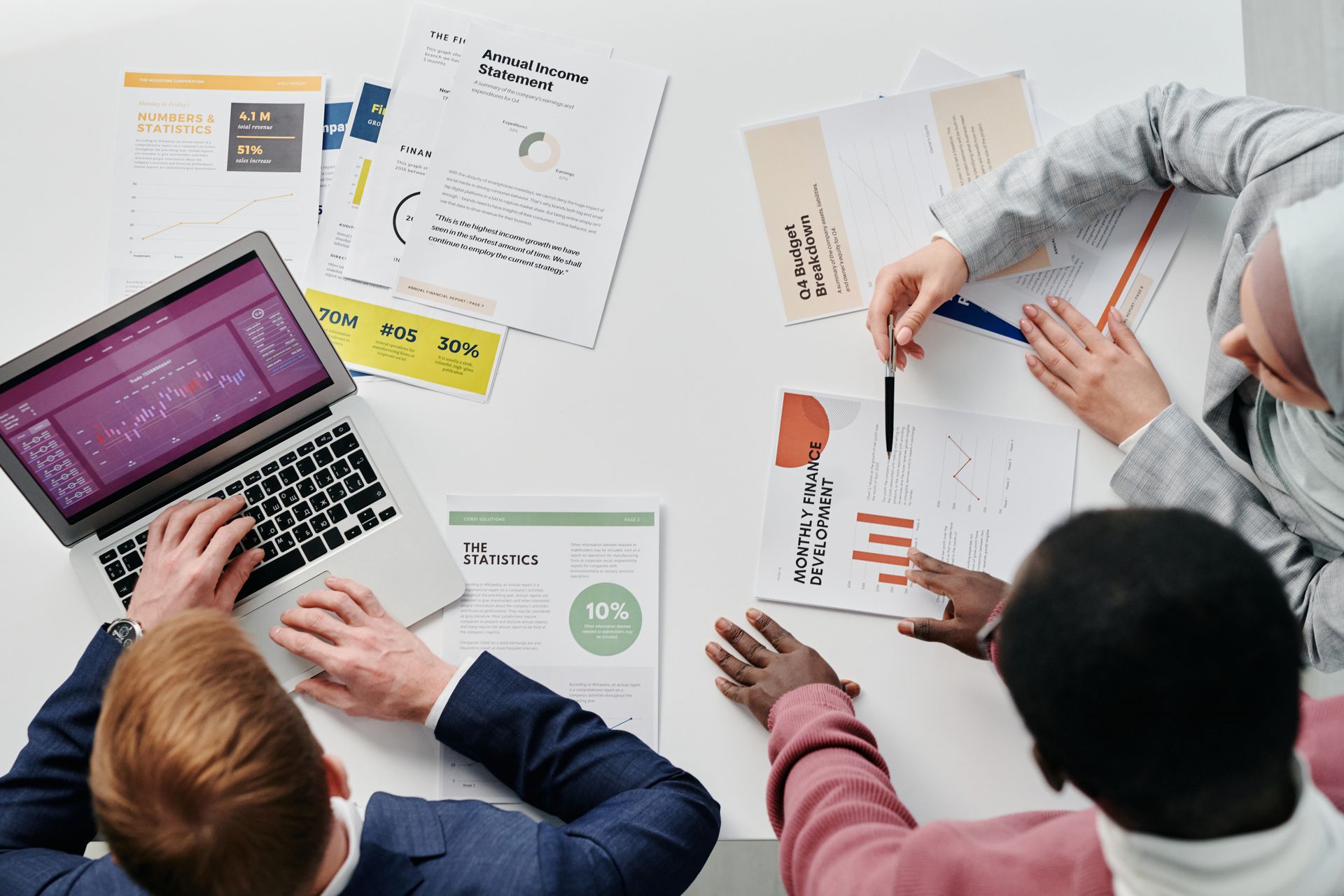 A team reviewing a report