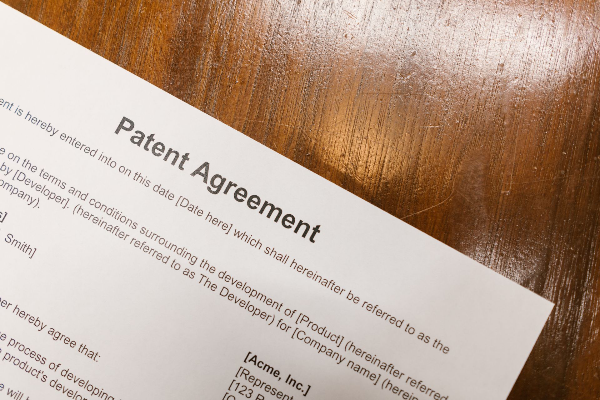 A contract on a table