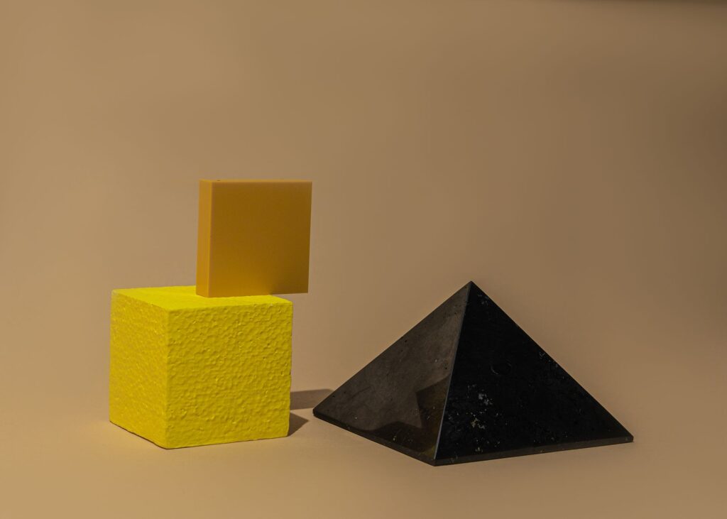 A pyramid of building blocks