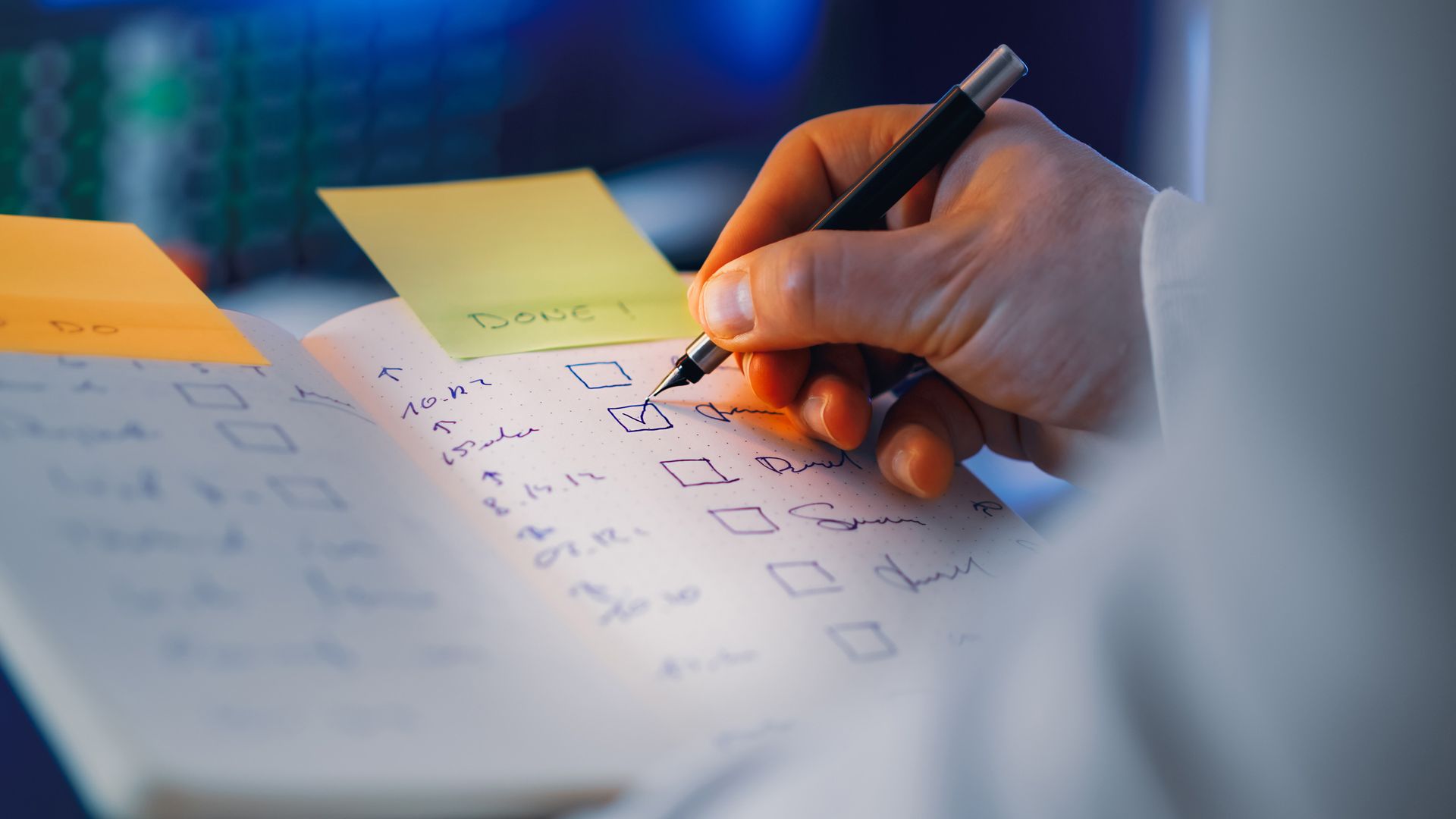A checklist on a notepad