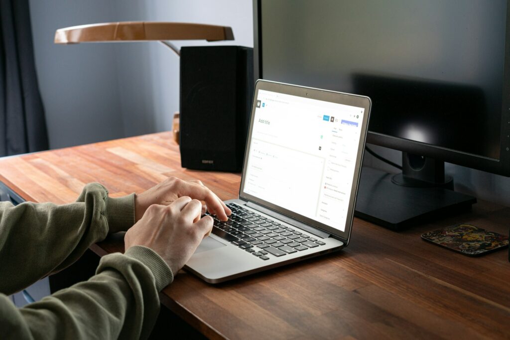 A search report on a laptop