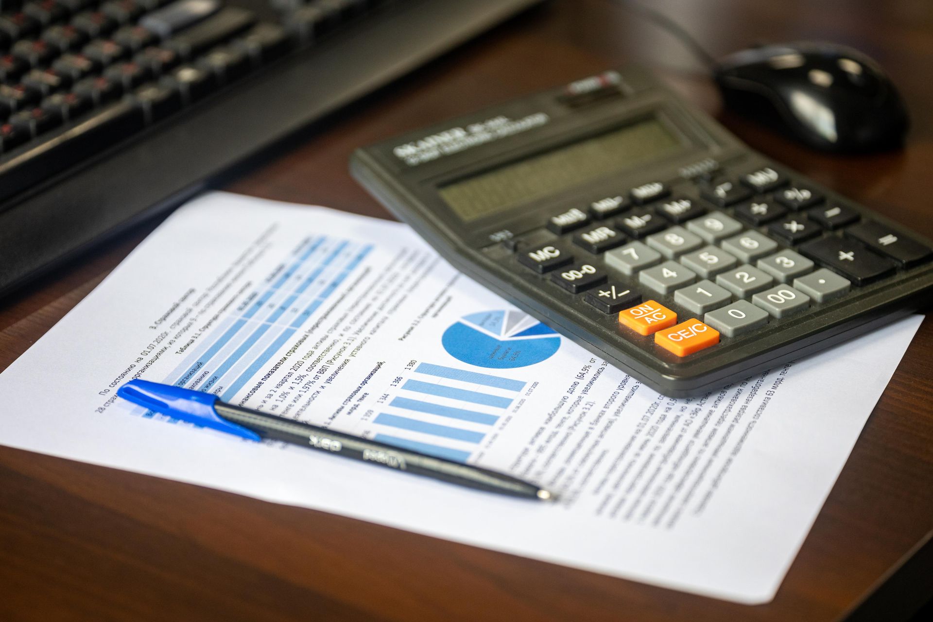 A calculator and documents