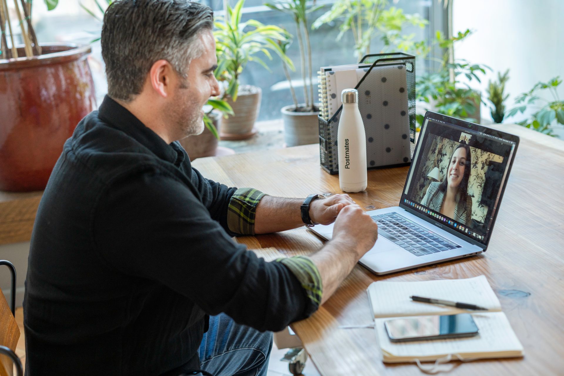 A buyer and seller on a video call
