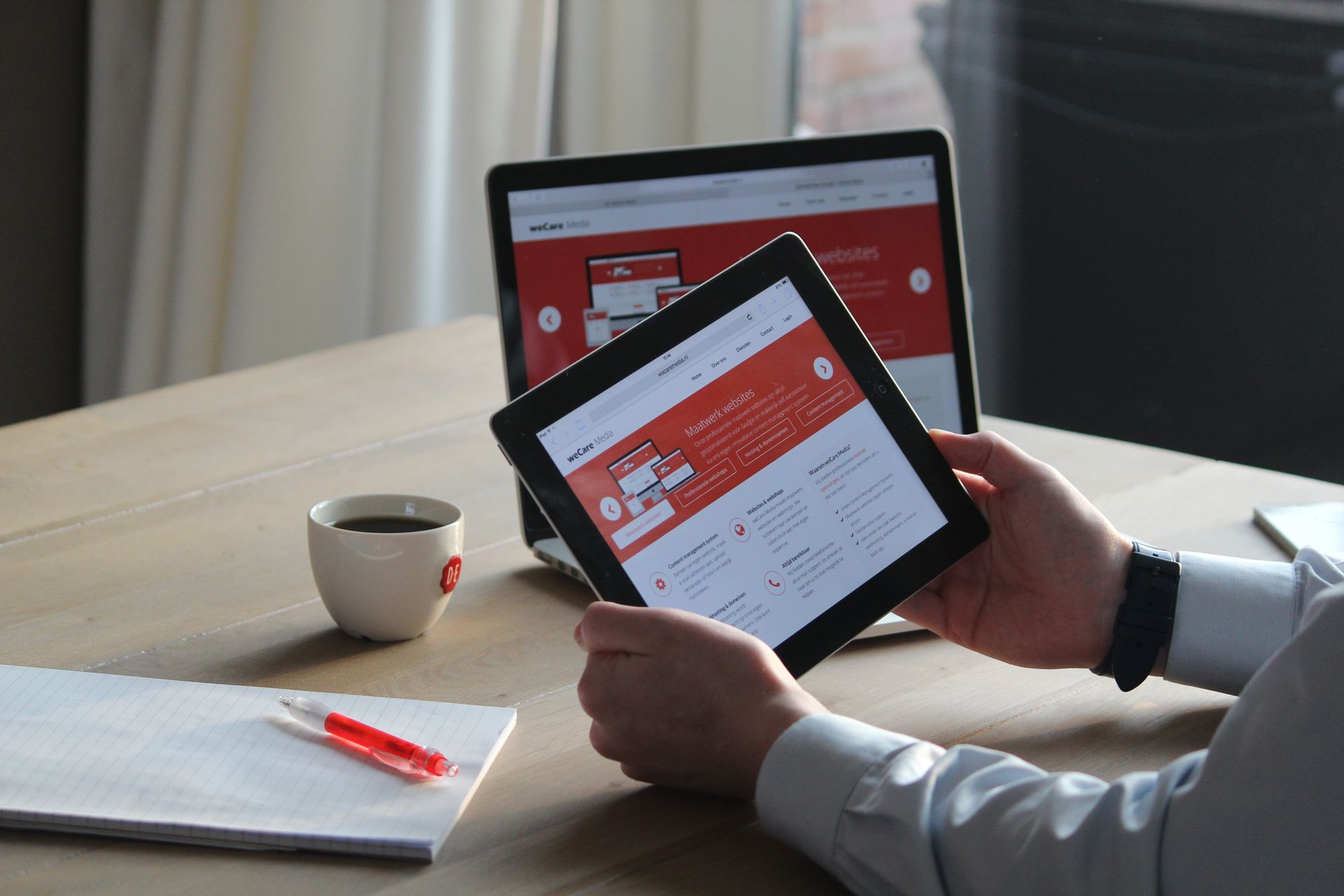 A health information website on a tablet