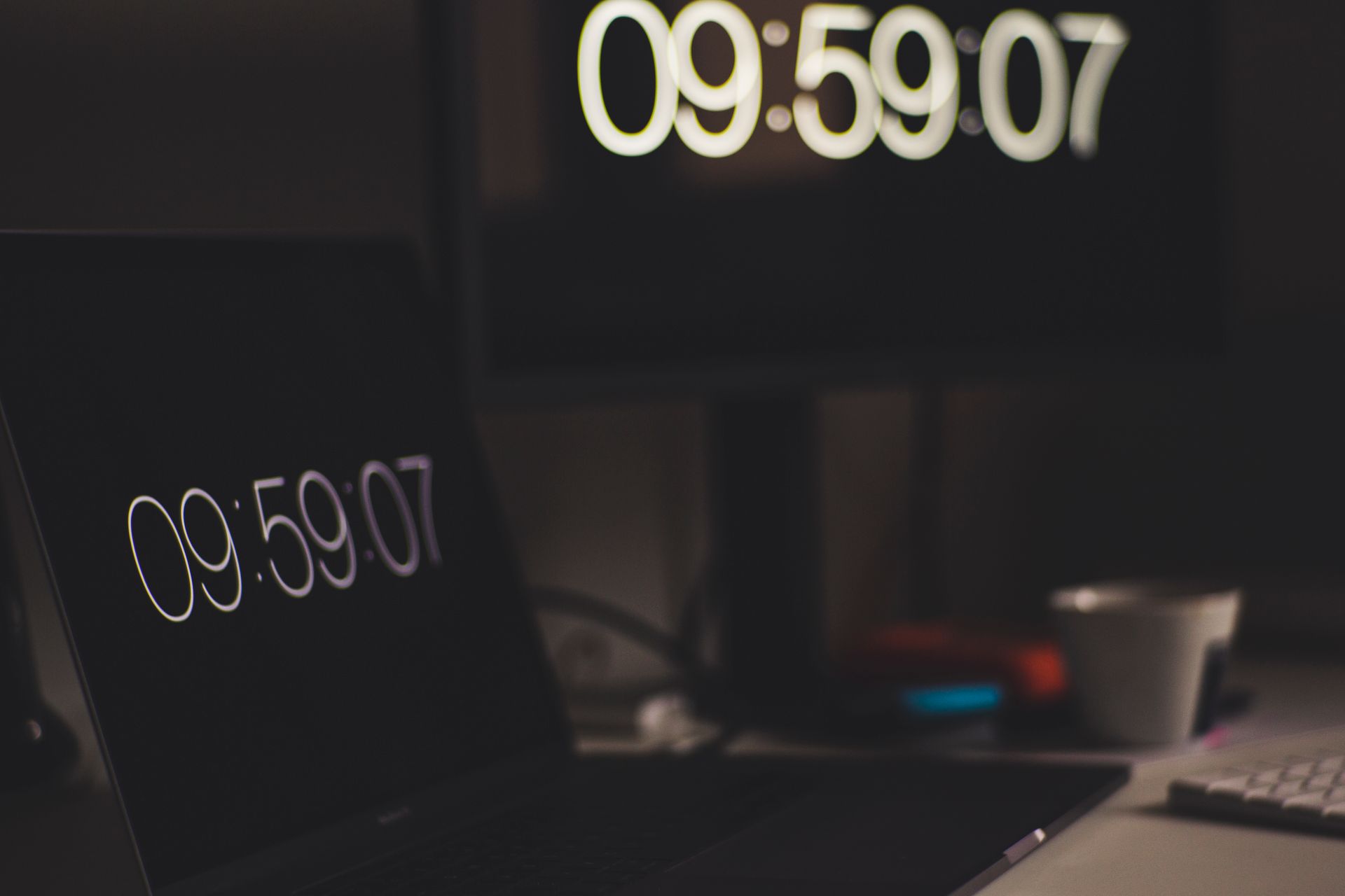 A countdown timer on a screen