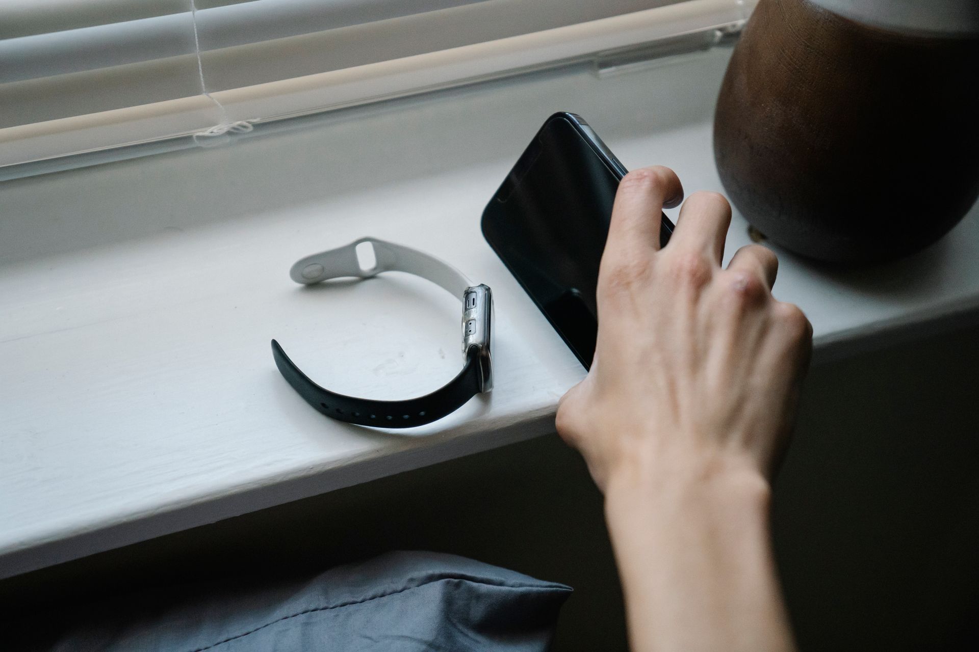 A person checking a phone notification