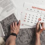 A desk calendar with dates circled