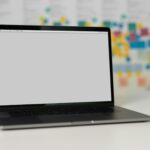 A website builder open on a laptop
