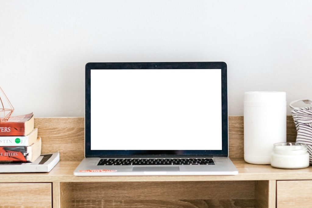 Small-shop products on a laptop screen