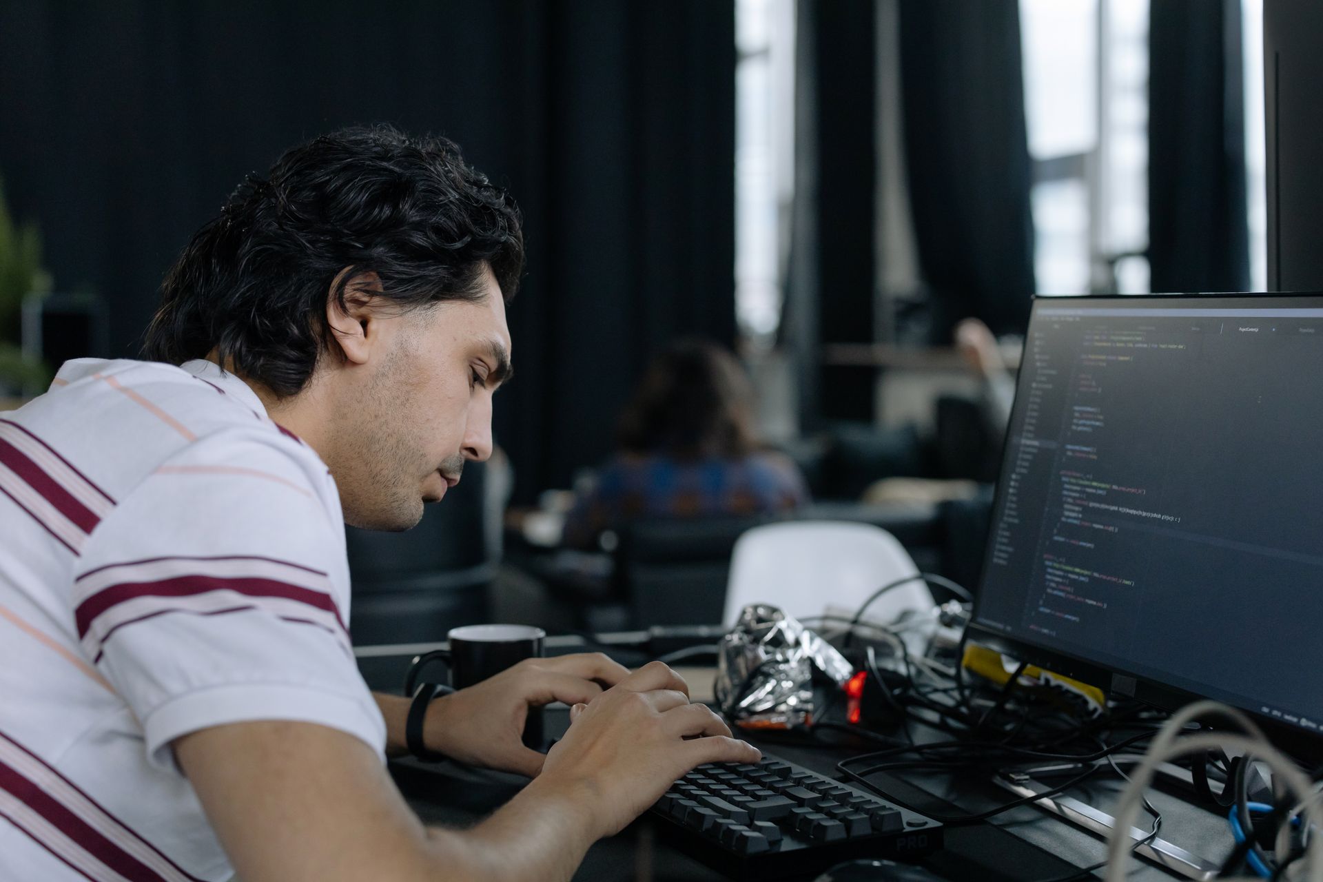 A web developer working at computer