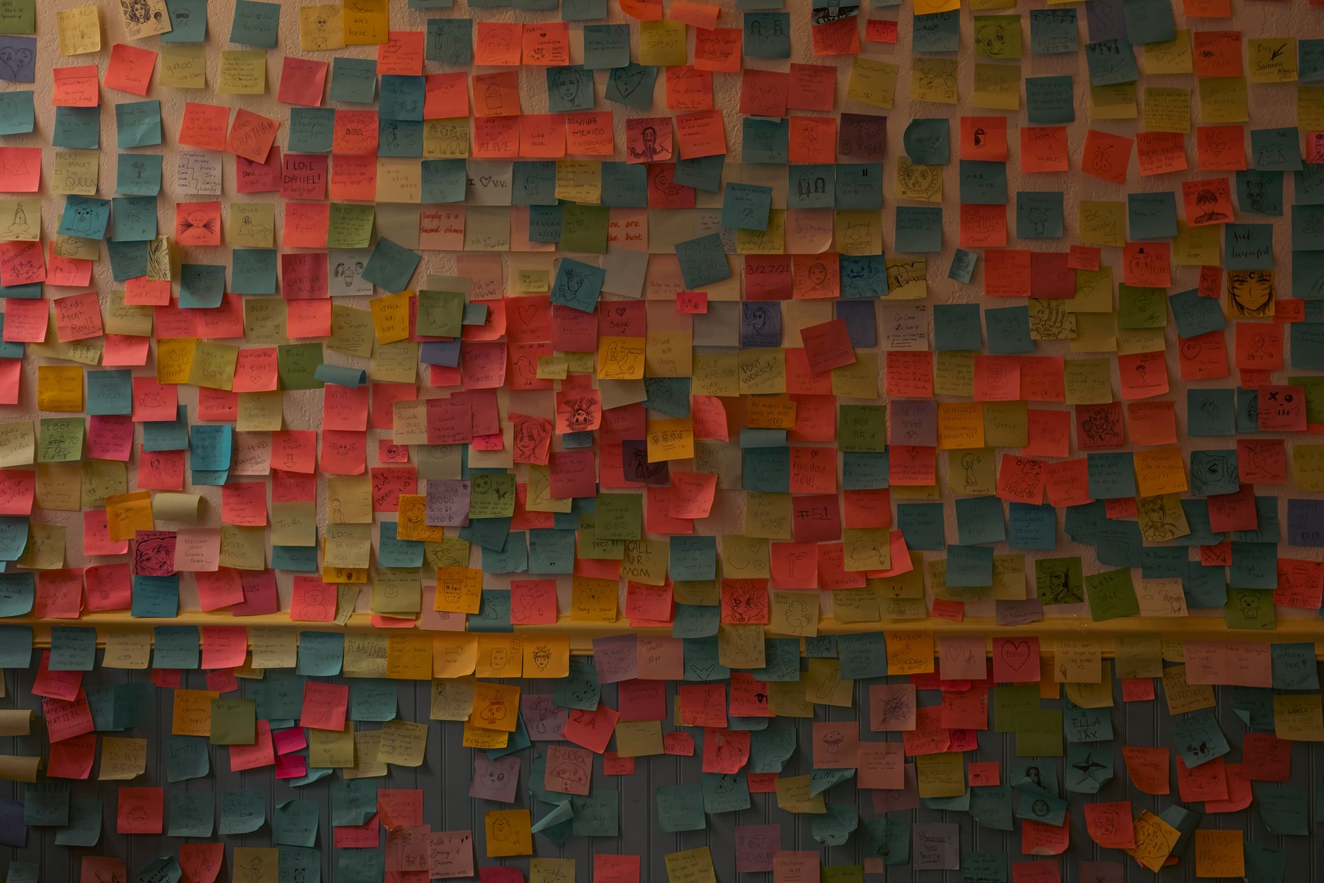 A sticky notes on wall