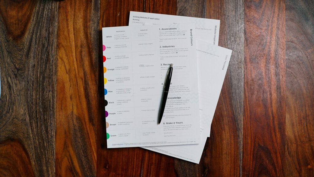 Labels and folders on a desk