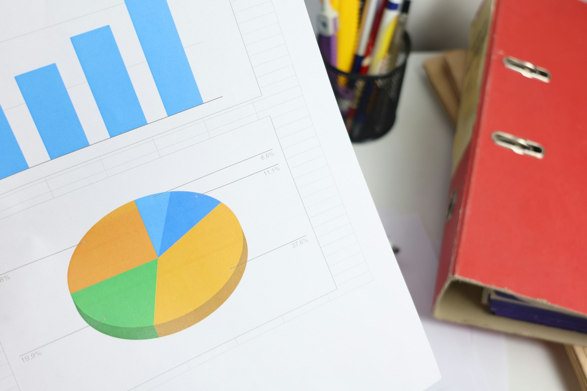 A pie chart of clicks in a printed report