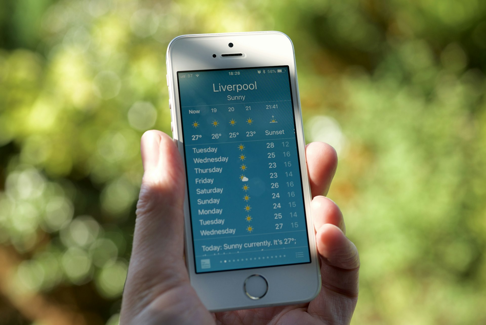 A weather answer in search results on a phone
