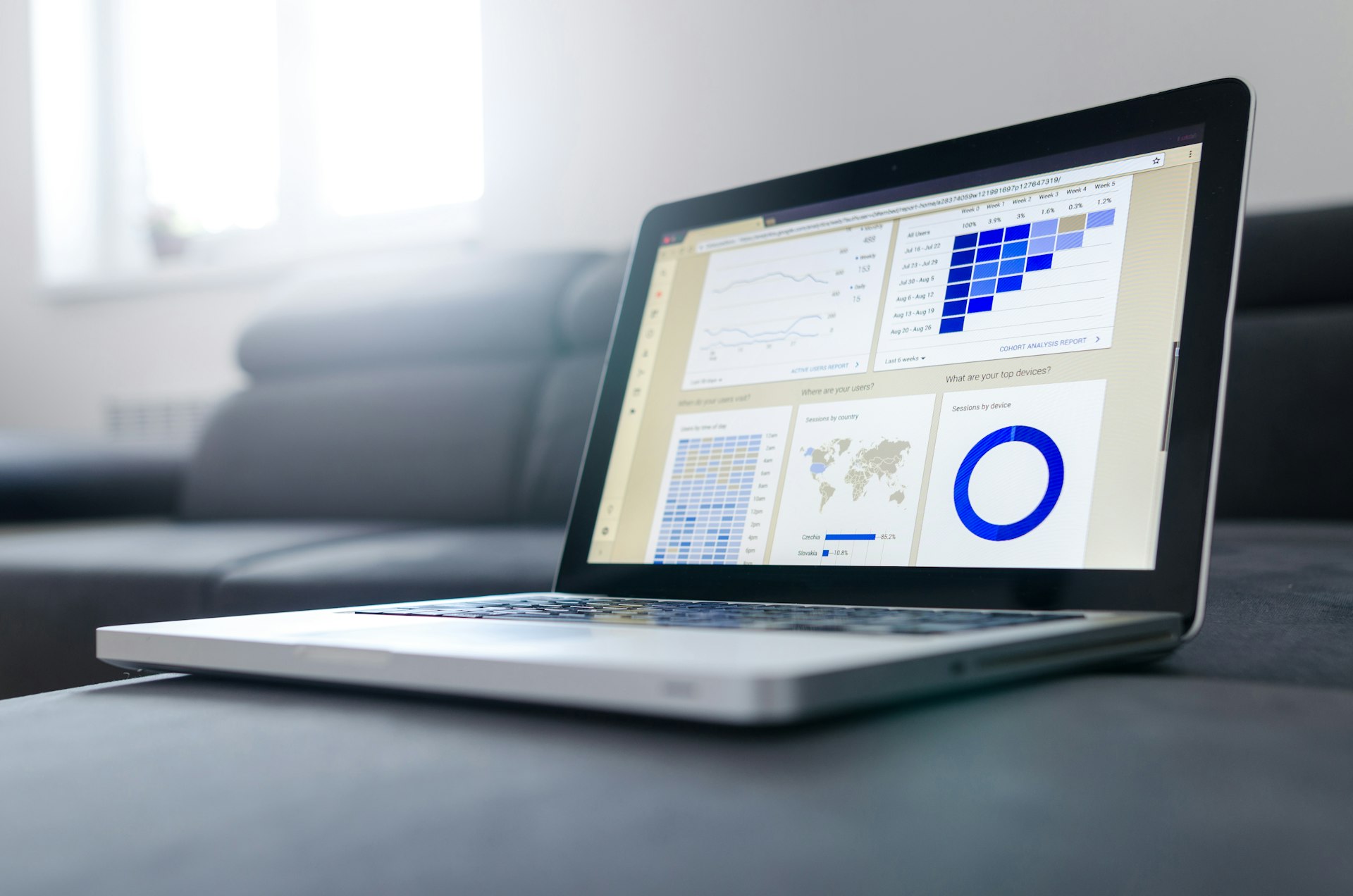 A clickstream data spreadsheet on screen